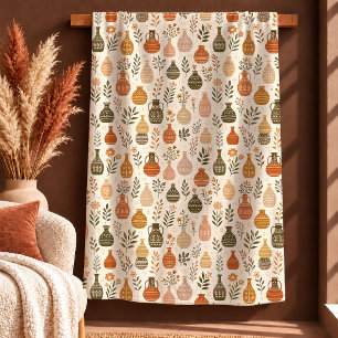 Polar Manta de Arte Floral Naranja Quemada de Salvia Oto