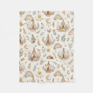Polar Manta de bebé Boho Teepee y Arcoíris Bosque Neutro