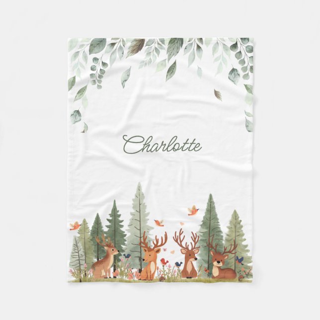 Polar Manta de bebé Boho Woodland | Vivero de bosque de  (Anverso)