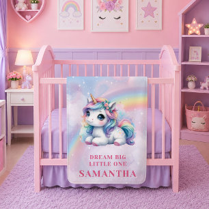 Polar Manta de bebé rosa púrpura unicornio de moda Cumpl