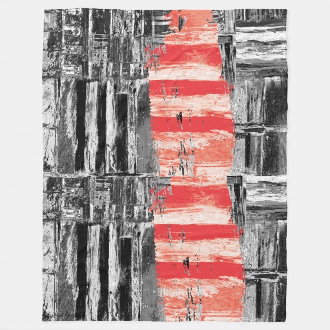 Polar Manta de borrega – Diseño abstracto de pulso rojo (Anverso)