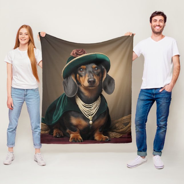 Polar Manta de borrega real elegante dama dachshund  (In situ)