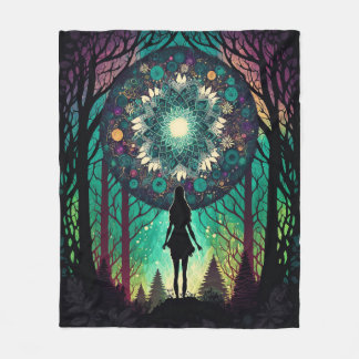 Polar Manta de bosque mandala psicodélico | Arte boho