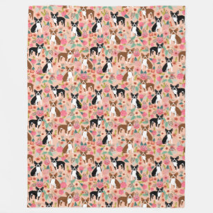 Polar Manta de Boston Terriers - diseño de flores