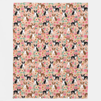 Polar Manta de Boston Terriers - diseño de flores