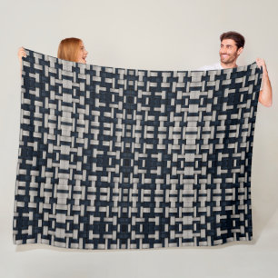 Polar Manta de Cestería tejida Azul y Gris