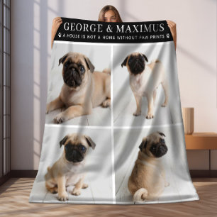 Polar Manta de cita de huellas de patas de foto de perro