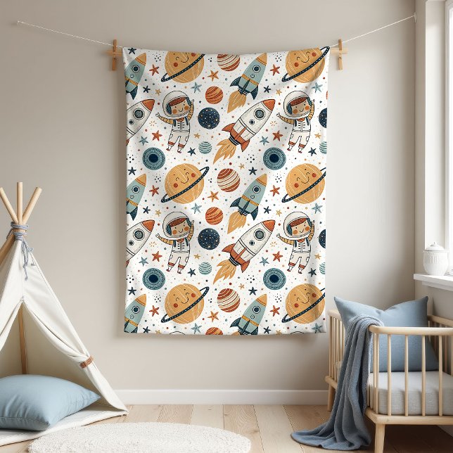 Polar Manta de cohete espacial Planetas y estrellas para (Space Rocket Blanket Planets & Stars for Baby Boy)