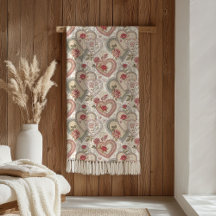 Manta de corazones y rosas estilo vintage rosa rub