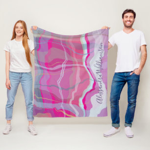 Polar Manta de cuadros de mármol personalizada rosa púrp