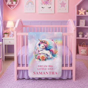 Polar Manta de cumpleaños de niña rosa púrpura unicornio