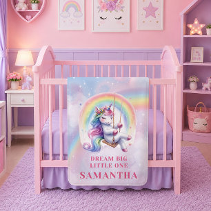 Polar Manta de cumpleaños de niña rosa púrpura unicornio