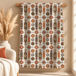 Polar Manta de decoración tribal marrón artesanal para e