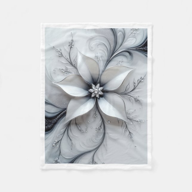Polar Manta de Elegancia Floral Plateada (Anverso)