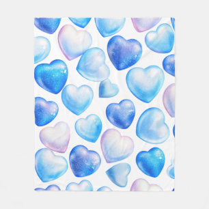 Polar Manta de felpa azul de corazón de acuarela