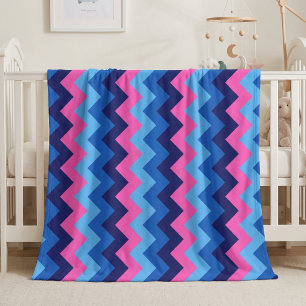 Polar Manta de felpa azul rosa chevron mediana