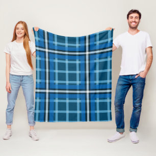 Polar Manta de felpa azul tartán cuadros patrón a cuadro