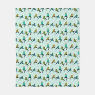 Polar Manta de felpa Budgie Frenzy (Cian Claro)