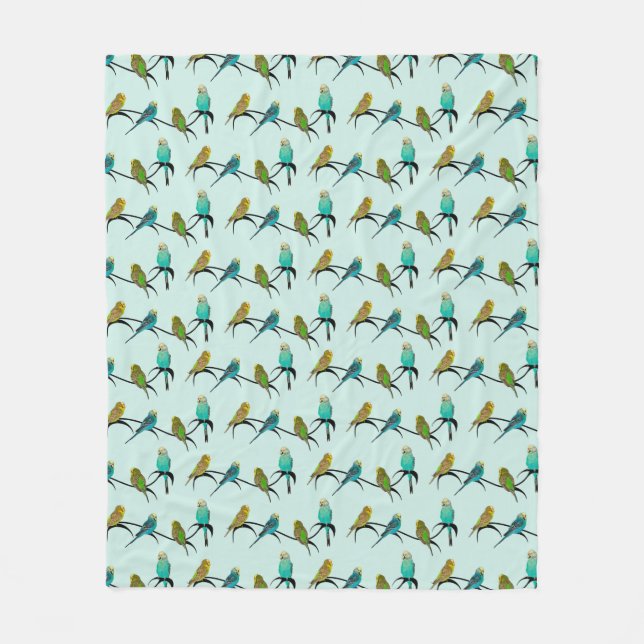 Polar Manta de felpa Budgie Frenzy (Cian Claro) (Anverso)