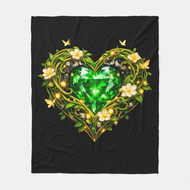 Polar Manta de felpa con corazón verde esmeralda elegant (Anverso)