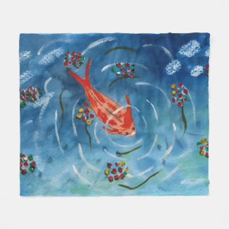 Polar Manta de felpa con diseño de koi pacíficos en acua
