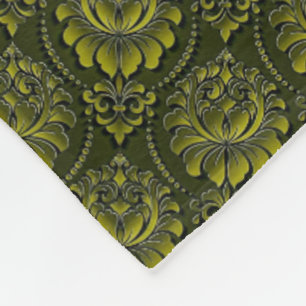 Polar Manta de felpa con estampado damasco verde oliva