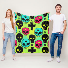 Polar Manta de felpa con estampado de calavera