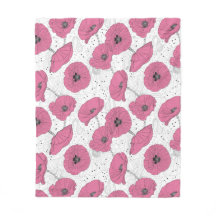 manta de felpa con estampado de flor de amapola