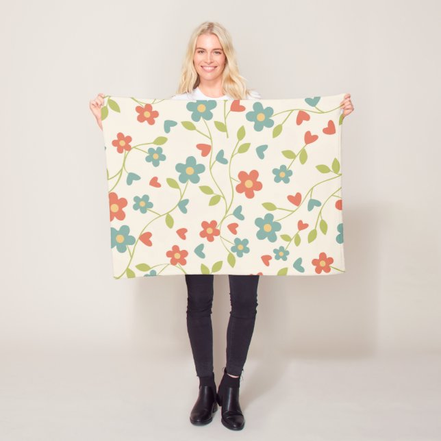 Polar Manta de felpa con estampado de flores (In situ)
