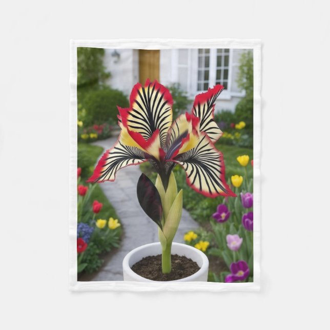 Polar Manta de felpa con flores exóticas estampadas en m (Anverso)