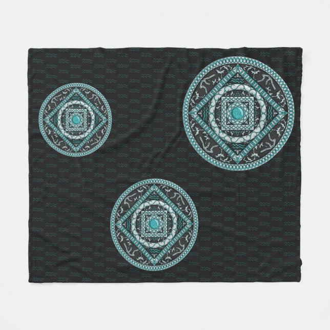Polar Manta de felpa con mandala de Acuario (Frente (Horizontal))