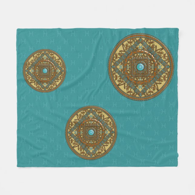 Polar Manta de felpa con mandala de Piscis (Frente (Horizontal))