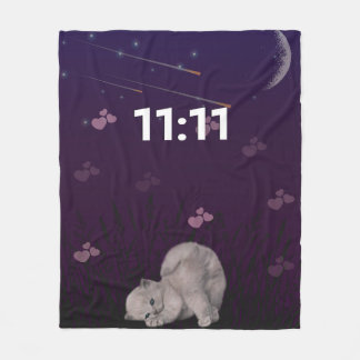 Polar manta de felpa con número de ángel 11:11, gato lin