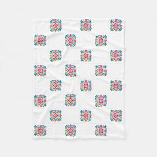 Polar Manta de felpa con patchwork floral mexicano