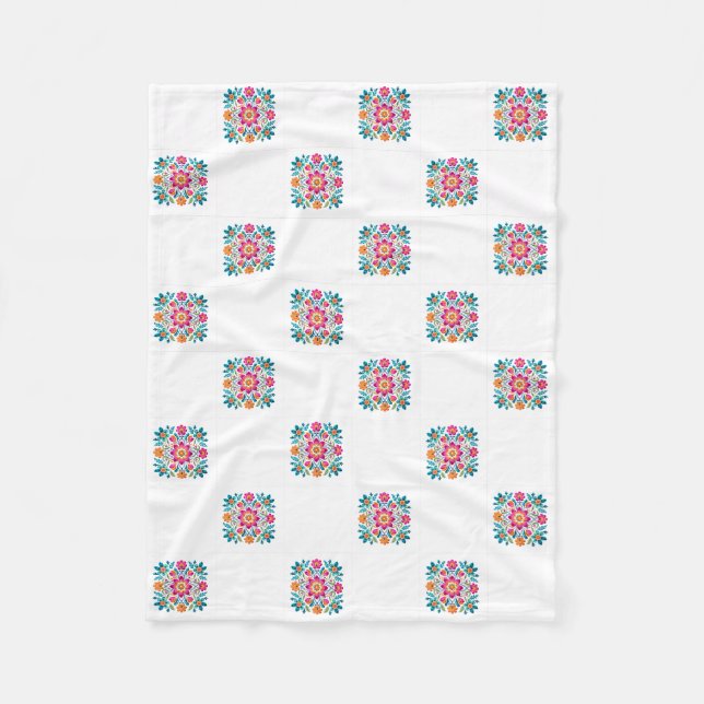 Polar Manta de felpa con patchwork floral mexicano (Anverso)