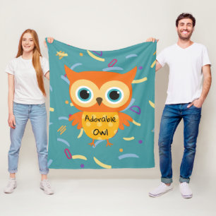 Polar Manta de felpa con patrón azul de búho amarillo ad