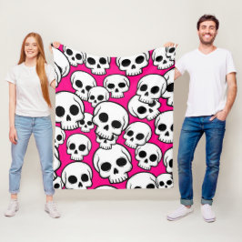 Polar Manta de felpa con patrón de calavera rosa