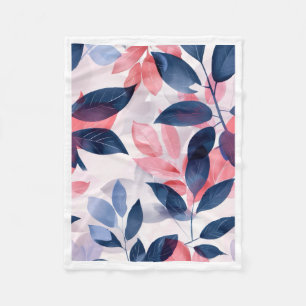 Polar Manta de felpa con patrón de hojas rosa y azul mar