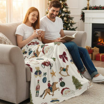 Manta de felpa con patrón de juguetes navideños vi