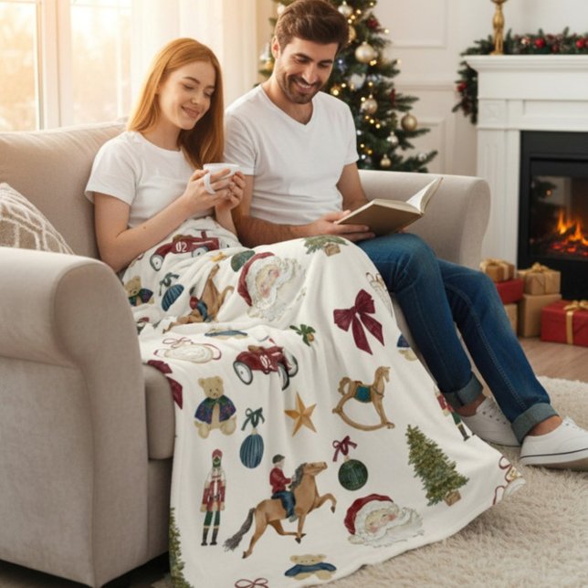 Polar Manta de felpa con patrón de juguetes navideños vi (Subido por el creador)