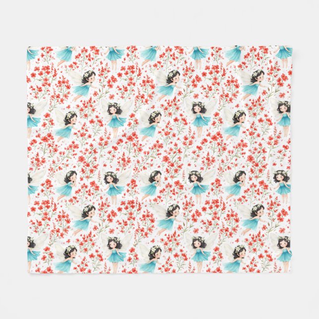 Polar Manta de felpa con patrón floral de niña linda – S (Frente (Horizontal))