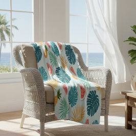 Polar Manta de felpa con patrón tropical de frutas y ver