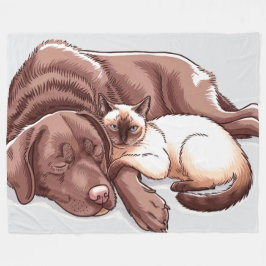 Polar Manta de felpa con perro Labrador Retriever y gato