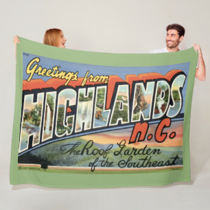 Polar Manta de felpa con postal retro de Highlands NC