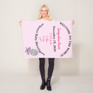 Polar Manta de felpa con sonajero rosa para bebé niña