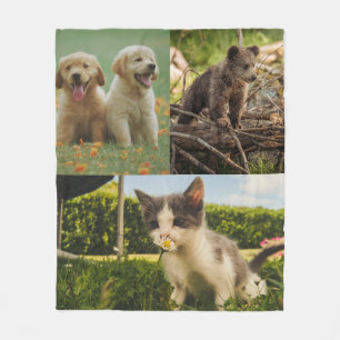 Polar Manta de felpa de cachorros, cría de oso y gatito
