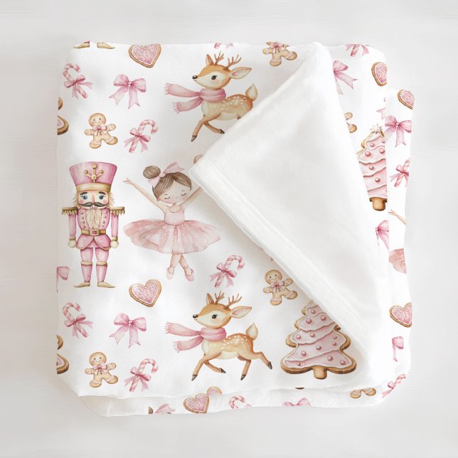 Polar Manta de felpa de cascanueces de Navidad rosa (Subido por el creador)