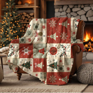 Polar Manta de felpa de colcha de patchwork de Navidad