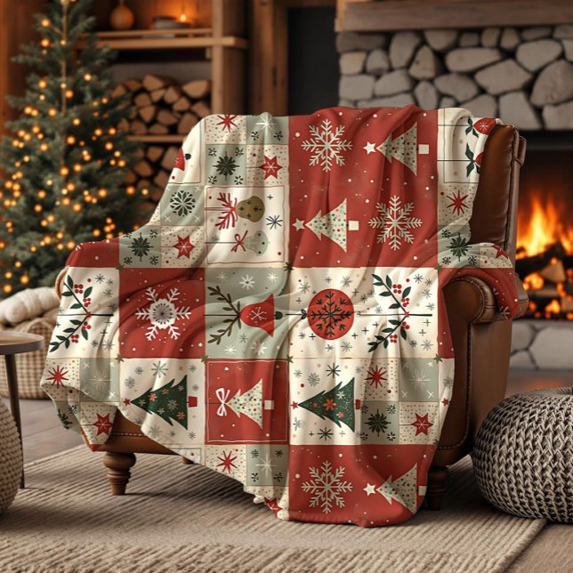 Polar Manta de felpa de colcha de patchwork de Navidad (Subido por el creador)