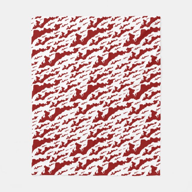 Polar Manta de felpa de Fishers Island – Rojo/Blanco (Anverso)